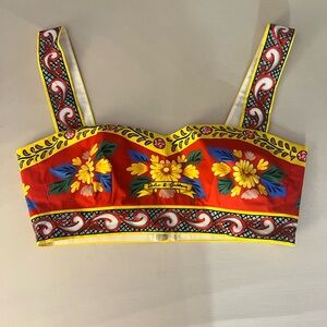 Dolce & Gabbana Red and Yellow Floral Crop Top